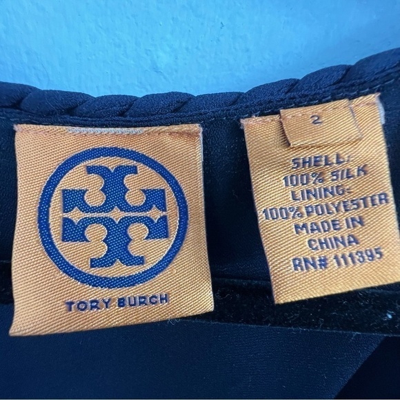 Tory Burch Navy Silk Midi Dress with Scoop Neck and Braided Trim, size 2 - Picture 4 of 4